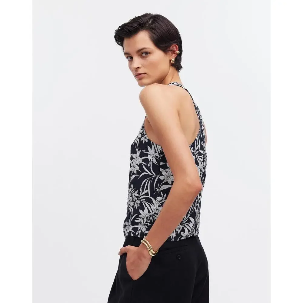 NWT Madewell Crisscross Sleeveless Top Floral Cupro-Blend - MSRP $82 - Size 12‎
